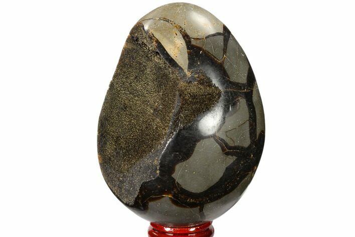 Septarian Dragon Egg Geode - Black Crystals #118714